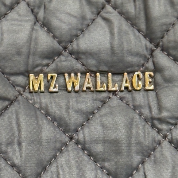 MZ Wallace Gray Quilted Backpack with Metallic Hardware - Picture 3 of 17